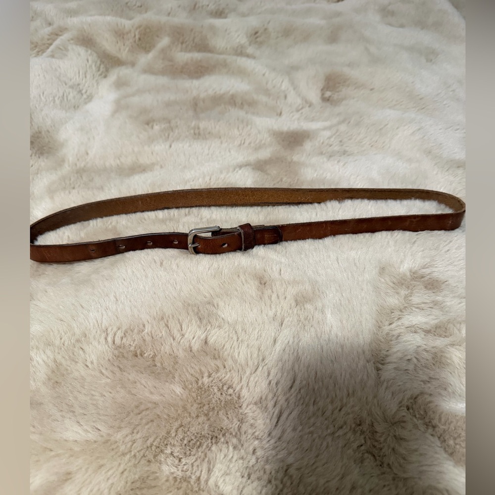 Brown Skinny Leather Belt S/M